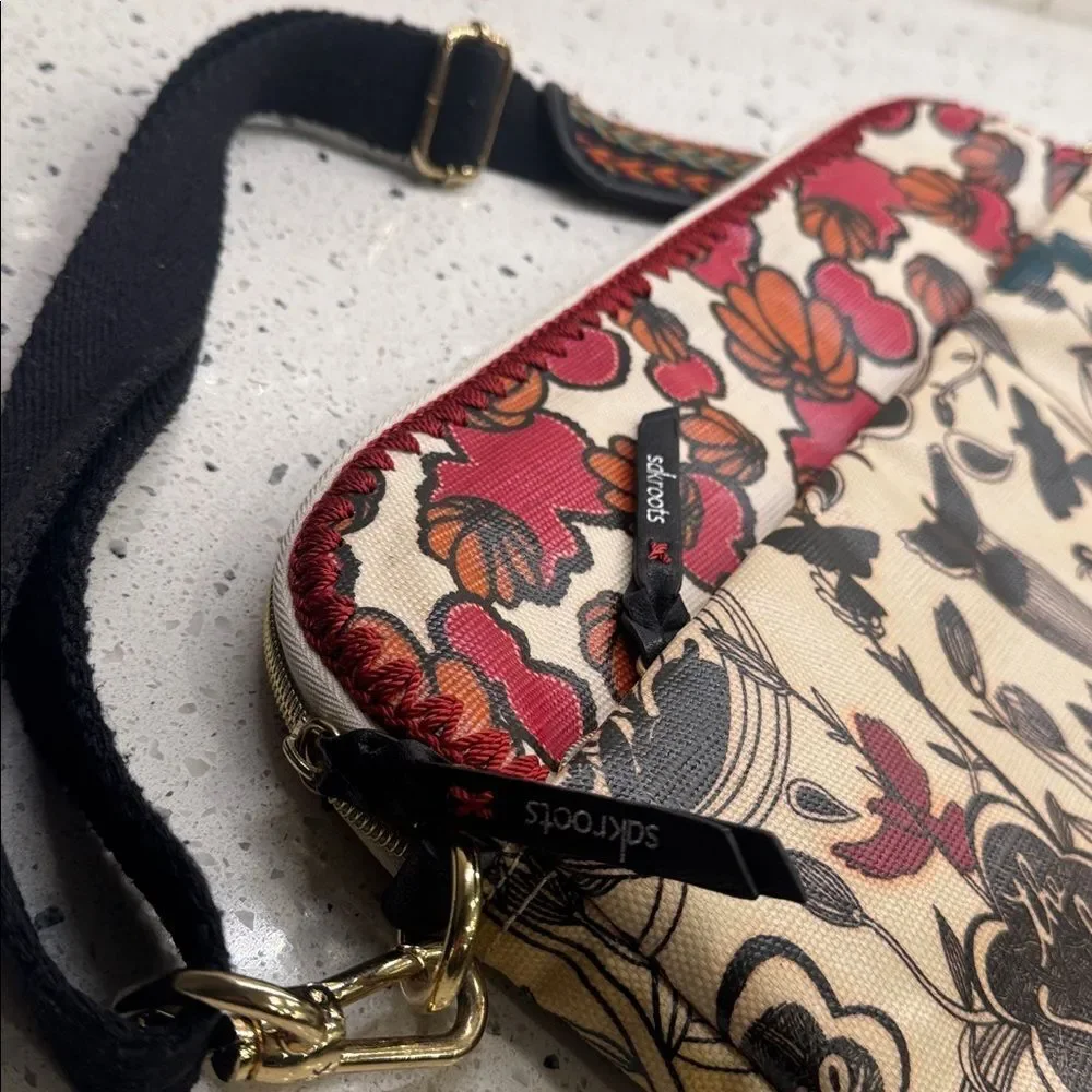 Sakroots Boho Chic Botanical Floral Laptop Case Crossbody Coated Canvas Bag EUC
